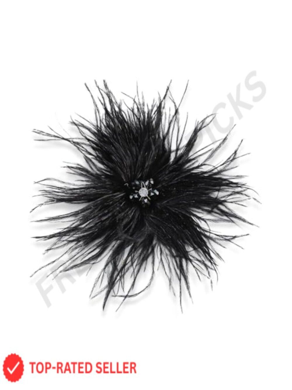 NewZenro Large Feather CZ Flower Brooch Pin Alloy Sparkly Floral Lapel Jewelry